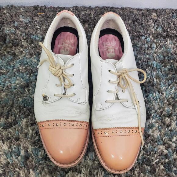 G Fore Golf Shoes Womens Size 8 Gallivanter Cap Toe Snow Blush Spikeless - Picture 11 of 12